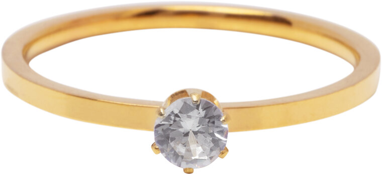 Charmin’s Goudkleurige Classic Verloving White Ring Staal R1806
