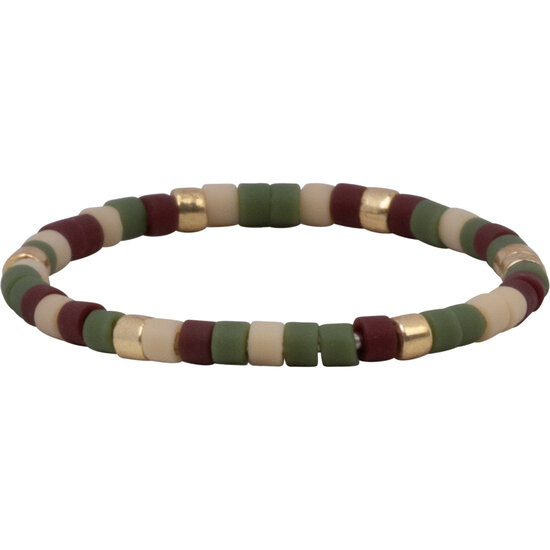 Charmin's  Miyuki Kralen Goud Wit Bruin Groen Anxiety Fidget Ring R1663