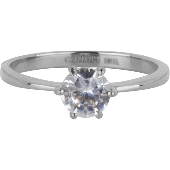 Charmin’s Classic Verloving White Ring Staal R1623