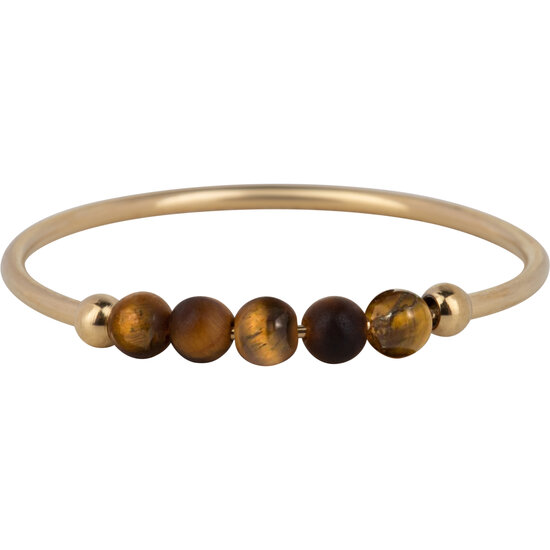 Charmin's Anxiety Ring Tijgeroog Edelsteen Kraaltjes Goldplated Palm R1202