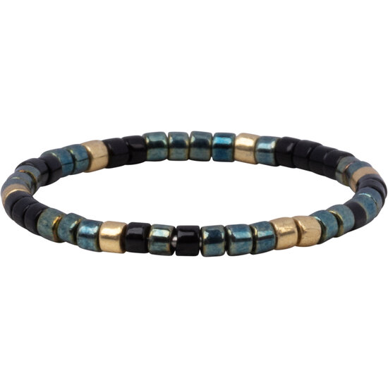 Charmin's Miyuki Kralen Goud Zwart Blauw Groen Anxiety Fidget Ring R1661