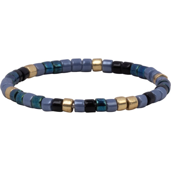 Charmin's Miyuki Beads Gold Blue Ocean Anxiety Fidget Ring R1662