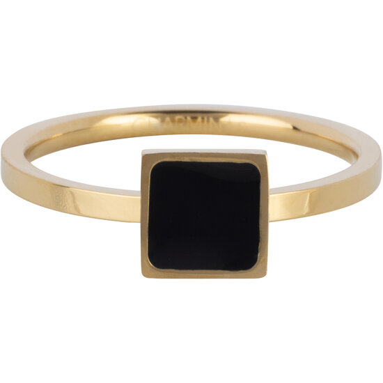 Charmin's Gold-Colored Ring Square Black Enamel Seal R1558 – Graphic Elegance