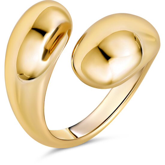 Charmin's Gold-Colored Chunky Ring with Open Round Ends Steel R1840 – Airy and Elegant
