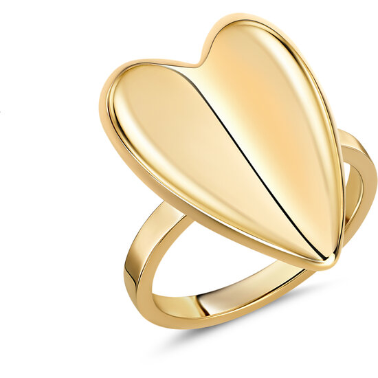 Charmin's Gold-Colored Chunky Ring with Heart Shape Steel R R1847 – Powerful and Large