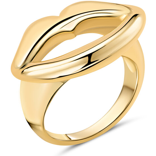 Charmin's Gold-Colored Chunky Ring with Beautiful Lips R1824 – Kiss me
