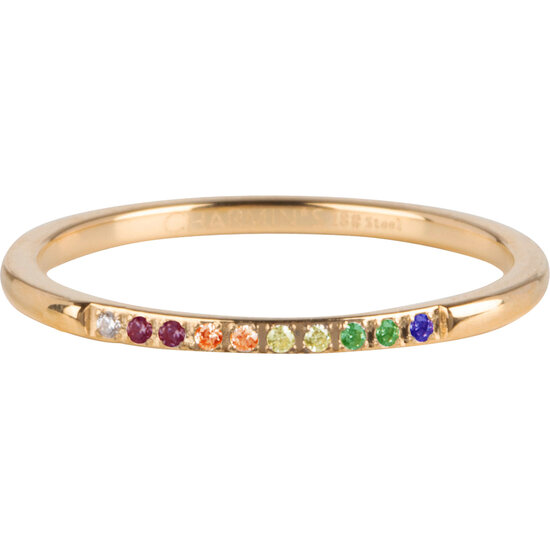 Charmin’s Stalen Goudkleurige Stapelring Regenboog Petite Alliance R1397