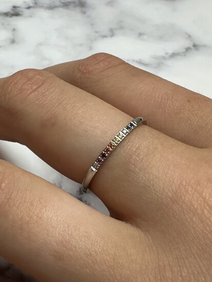 Charmin’s Stalen Goudkleurige Stapelring Regenboog Petite Alliance R1397