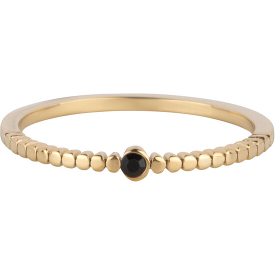 Charmin's Ring Gold Colored With Black Crystal Steel Iconic Vintage R1638