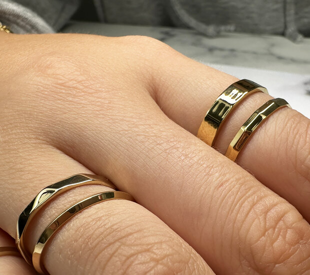 Charmin's Goudkleurige Rups Gehoekte Basis Ring 4mm Steel R1560