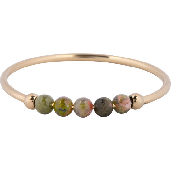Charmin's Anxiety Ring NaturalStones Unakiet Beads Goudkleurig R1339