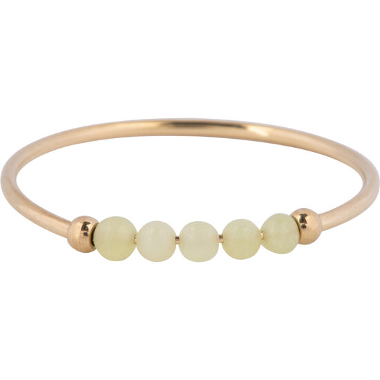Charmin's Anxiety Ring NaturalStones Lemon Jade Beads Goldplated R1337