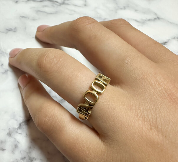 Charmin's Goudkleurige Liefdes Verklaring J'Adore Ring Staal R1377