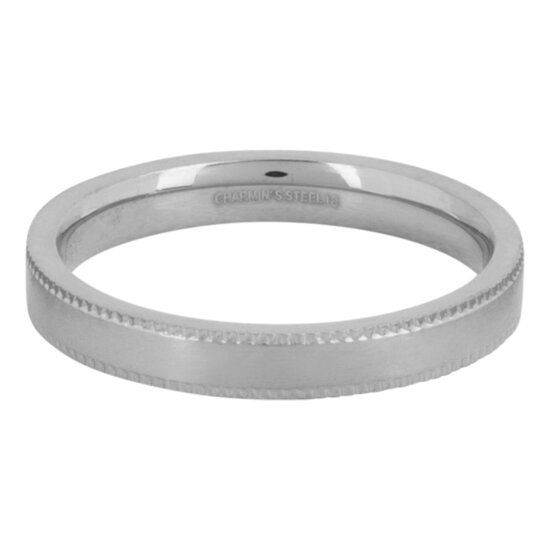 Charmin's Licht Matte Ring met Bewerking aan de Zijkant Staal R1414