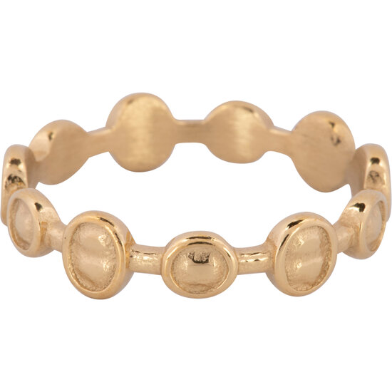 Bague Charmin Ronds et Ovales Mat et Brillant Gold Steel R1237