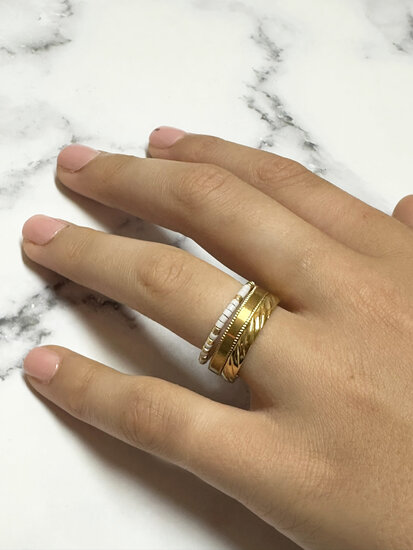 Bague Charmin gravée en acier avec gravure oblique R1417