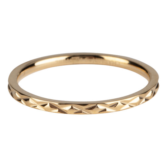 Charmin’s goudkleurige stapelring R305 Cross goldplated staal